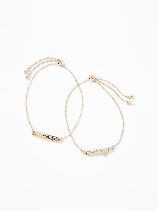 Old Navy  String-cut Charm Bracelet 2-pack For Women Gold Size One Size
