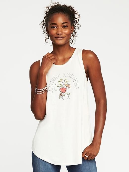 Old Navy Womens Graphic High-neck Swing Tank For Women Creme De La Creme Size M