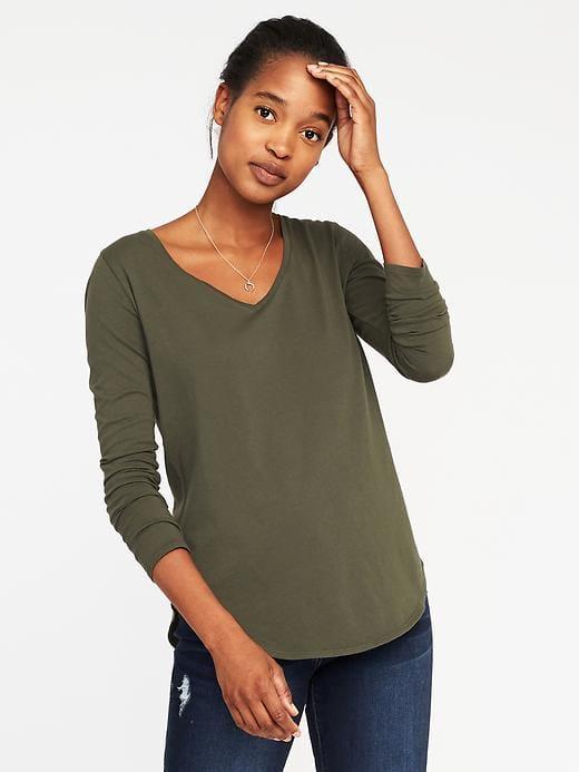 Old Navy Womens Everywear Curved-hem V-neck Tee For Women About Thyme Size Xs