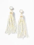 Old Navy Womens Crystal Beaded Tassel Earrings For Women Bright White Size One Size