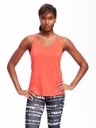 Old Navy Go Dry Cool Mesh Running Tank For Women - Red It Neon Polyester
