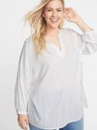 Embroidered Swiss-dot Plus-size Tunic