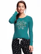 Old Navy Semi Fitted Waffle Knit Tee For Women - Wild Evergreen