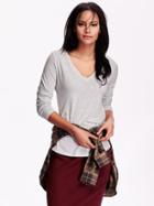 Old Navy Womens V Neck Tees Size L Tall - Light Grey Heather
