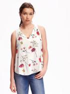 Old Navy Printed Vneck Cut Out Tank For Women - Whitefloral