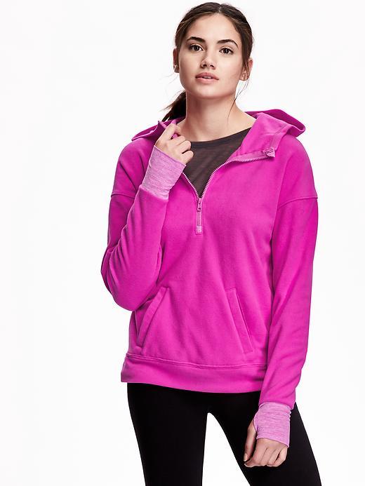 Old Navy Fleece Half Zip Hoodie Size L Tall - Fuchsia Leaders Poly