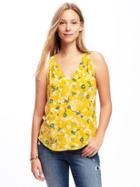 Old Navy Relaxed Cutout Back Blouse For Women - Yellow Floral