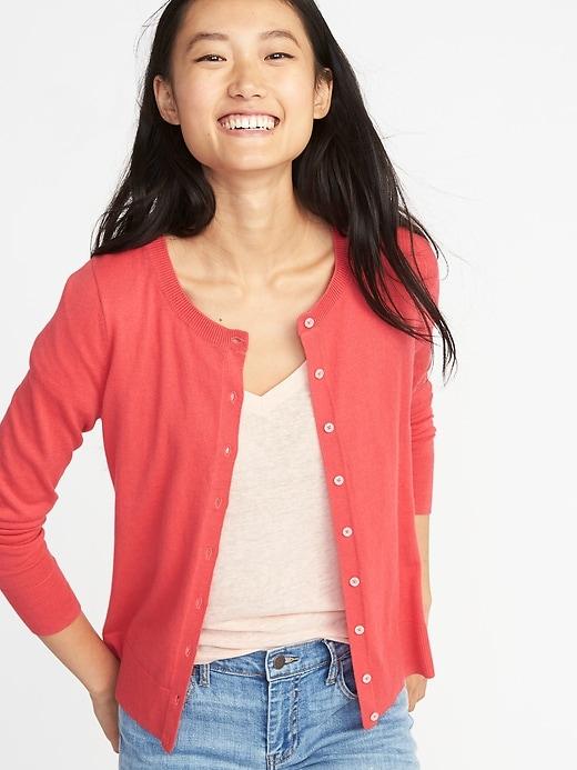 Old Navy Womens Semi-fitted Button-front Cardi For Women Cosmic Rouge Size L
