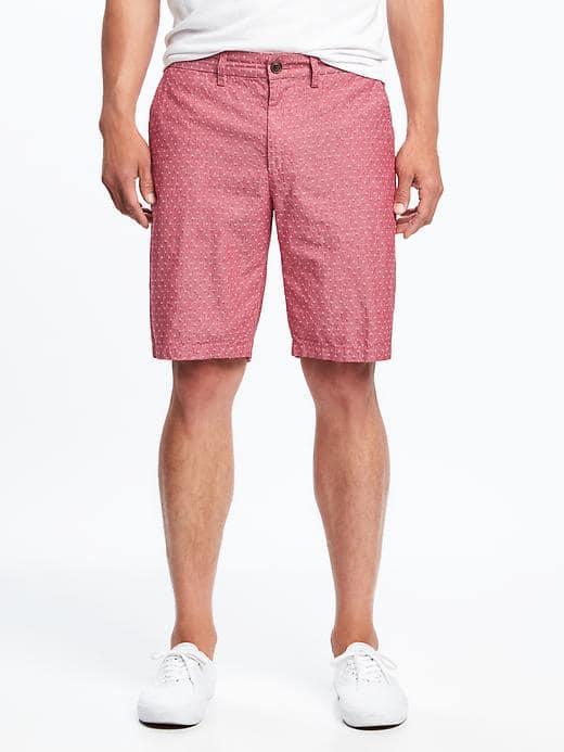 Old Navy Ultimate Slim Chambray Shorts For Men 10 - Red Chambray