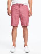 Old Navy Ultimate Slim Chambray Shorts For Men 10 - Red Chambray