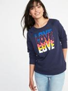 Old Navy Womens Relaxed Graphic Crew-neck Sweatshirt For Women Love Size Xs