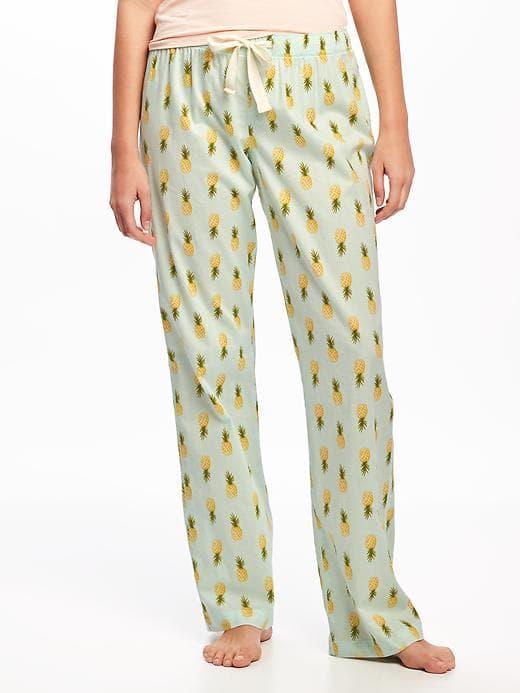 Old Navy Poplin Sleep Pants For Women - Green Pineapple