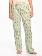Old Navy Poplin Sleep Pants For Women - Green Pineapple