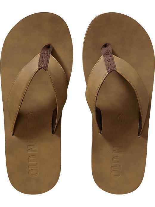 Old Navy Mens Leather Flip Flops - Light Brown