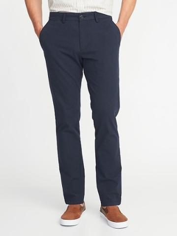 Old Navy Mens Slim Built-in Flex Ultimate Khakis For Men Blue Grid Size 28w