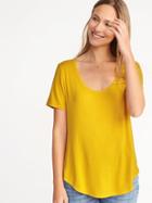 Old Navy Womens Luxe Curved-hem Tee For Women Squash Size Xs
