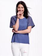 Old Navy Relaxed Eyelet Sleeve Tee For Women - Smooth Sailing