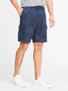 Old Navy Mens Linen-blend Cargo Shorts For Men (10) Blue Palm Size 38w