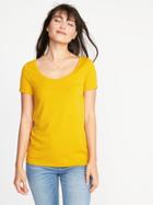 Old Navy Womens Slim-fit Scoop-neck Tee For Women Squash Size Xl