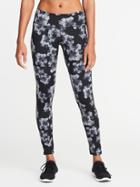 Old Navy Womens Mid-rise Floral-print Compression Leggings For Women Black Floral Size S