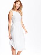 Old Navy Womens Embroidered Midi Dresses Size L Tall - Bright White
