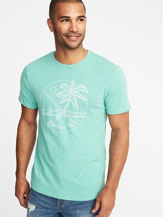 Old Navy Mens Graphic Crew-neck Tee For Men Palm Tree Size Xl