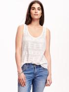 Old Navy Relaxed Jacquard Curved Hem Tee For Women - Creme De La Creme