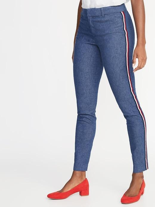 Mid-rise Pixie Side-stripe Ankle Pants For Women