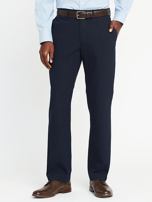 Old Navy Straight Signature Built In Flex Dress Pants For Men - Navy Blue
