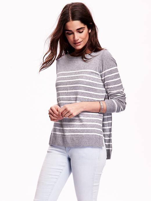 Old Navy Side Vent Sweater - Gray Stripe
