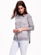 Old Navy Side Vent Sweater - Gray Stripe