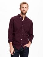 Old Navy Slim Fit Oxford Stretch Shirt For Men - Dark Red