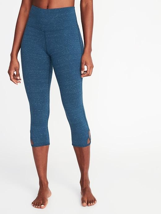 Old Navy Womens High-rise Scallop-cutout Yoga Crops For Women Sea Something Size S