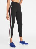 High-rise Elevate Side-stripe 7/8-length Compression Leggings For Women