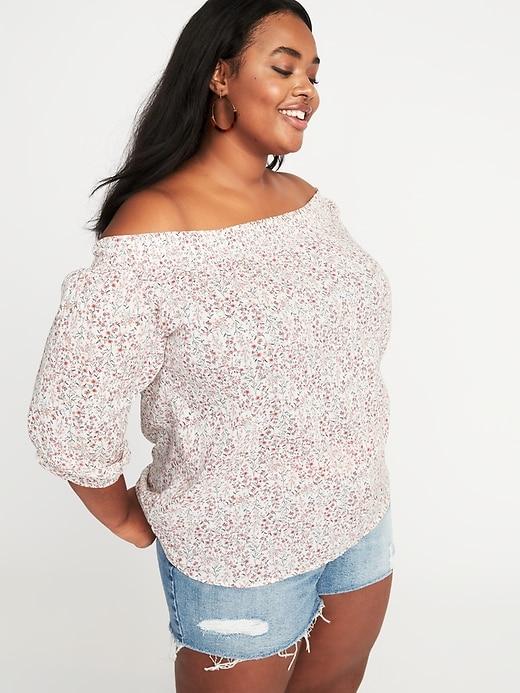 Old Navy Womens Off-the-shoulder Plus-size Floral Top Ditsy Floral Size 4x