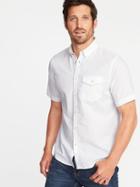 Old Navy Mens Slim-fit Linen-blend Shirt For Men Bright White Size L