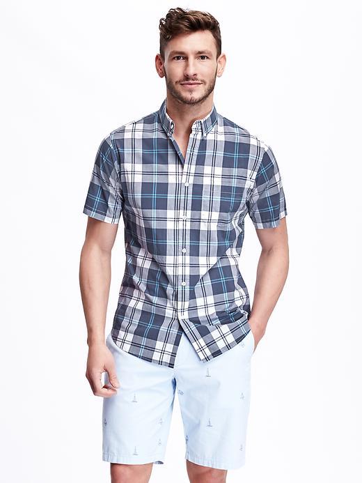 Old Navy Slim Fit Patterned Shirt For Men - The New Navy