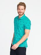 Old Navy Mens Printed Built-in Flex Pro Polo For Men Turquoise Turtles Size Xxl