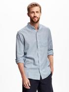 Old Navy Regular Fit Linen Blend Shirt For Men - Blue Harvest