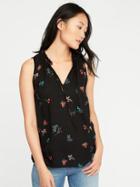 Old Navy Ruffled Dobby Swing Top For Women - Black Floral