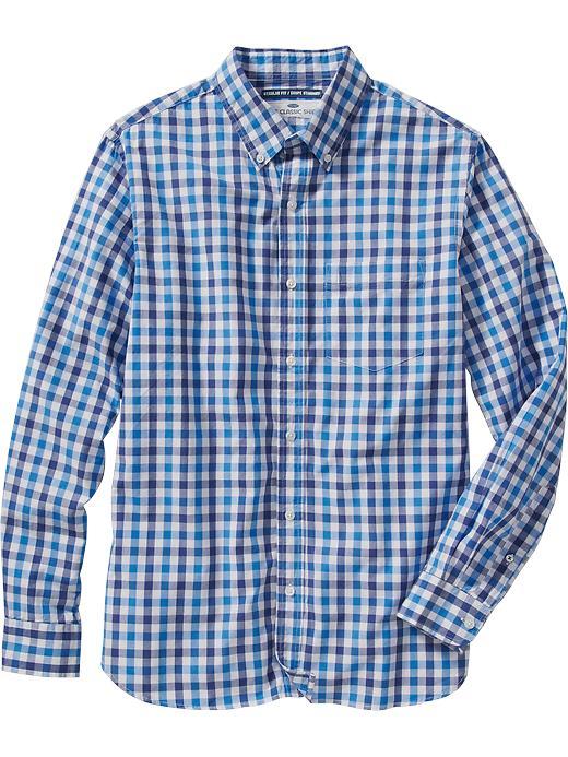 Old Navy Mens Classic Regular Fit Shirt Size Xxl Big - Navy Blue Check