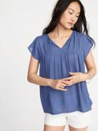 Old Navy Womens Relaxed Flutter-sleeve Top For Women Cowboy Blue Size Xxl