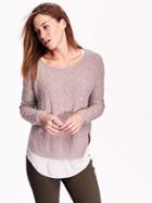 Old Navy Womens Pointelle Cocoon Sweater Size L Tall - Icelandic Mineral