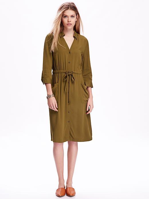 Old Navy Long Sleeve Safari Shirtdress For Women - Gathering Moss