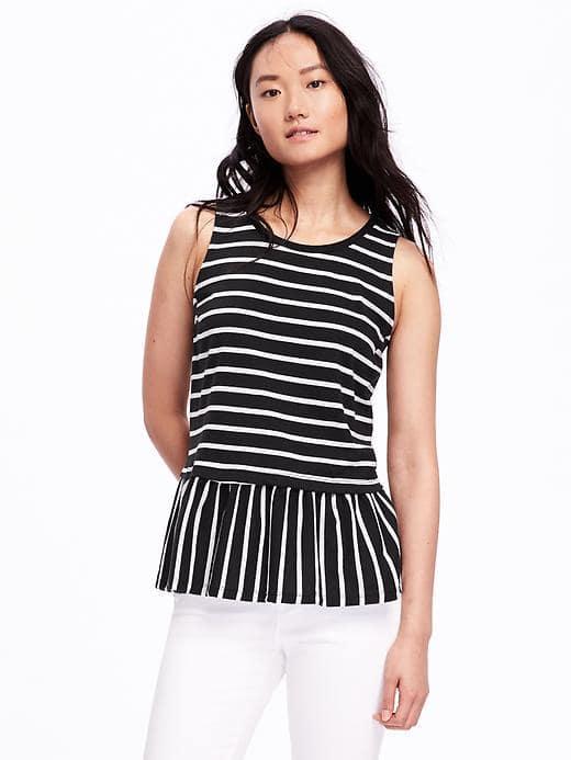 Old Navy Relaxed Peplum Hem Tank For Women - White Stripe