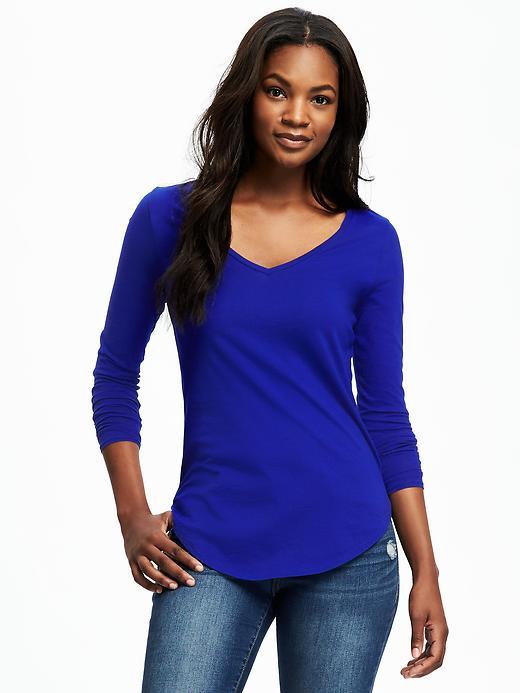 Old Navy Relaxed V Neck Tee For Women - Stunning Blue