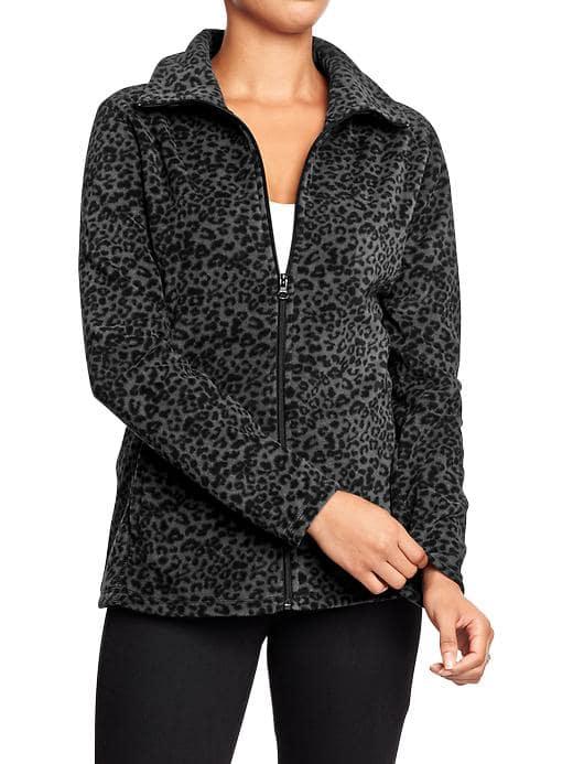Old Navy Womens Women';s Performance Fleece Zip Jackets Black Leopard Size S