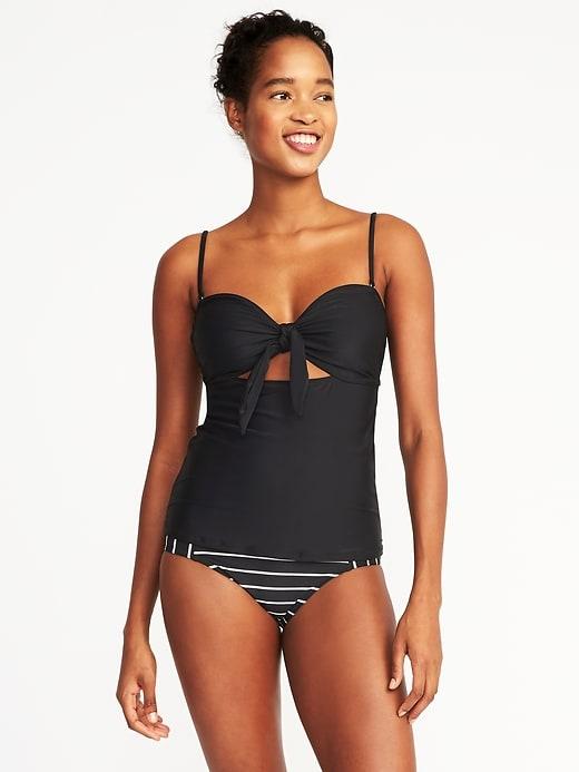 Old Navy Womens Tie-front Tankini Top For Women Ebony Size Xs