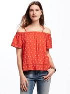 Old Navy Off The Shoulder Swing Top For Women - Pc Red/white