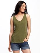 Old Navy Everywear Slub Knit Racerback Tank For Women - Hunter Pines